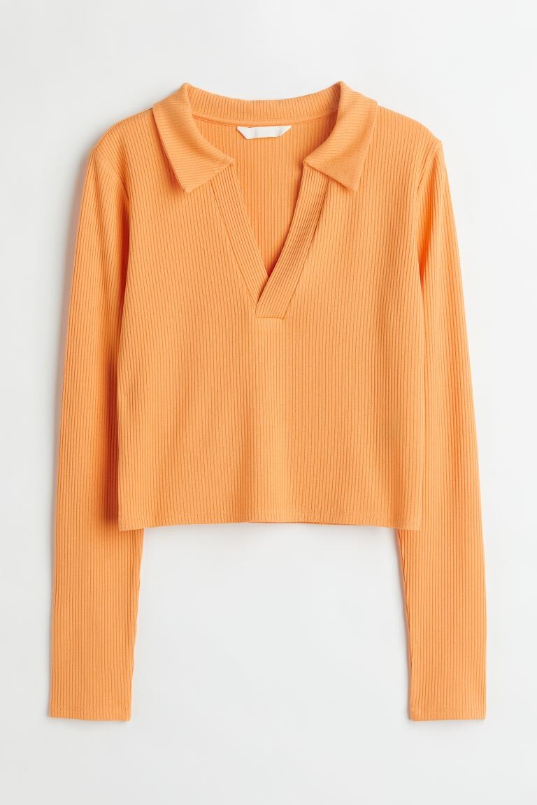 

Ребристый топ H&M, желтый