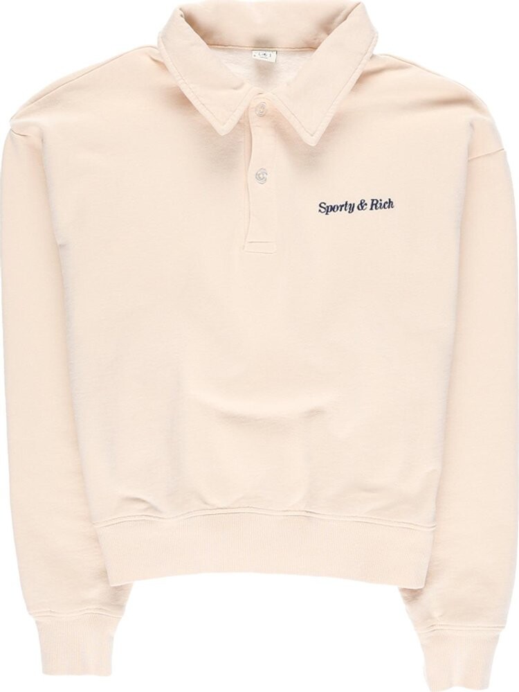 

Поло Sporty & Rich Classic Logo Embroidered Polo 'Cream/Navy', кремовый