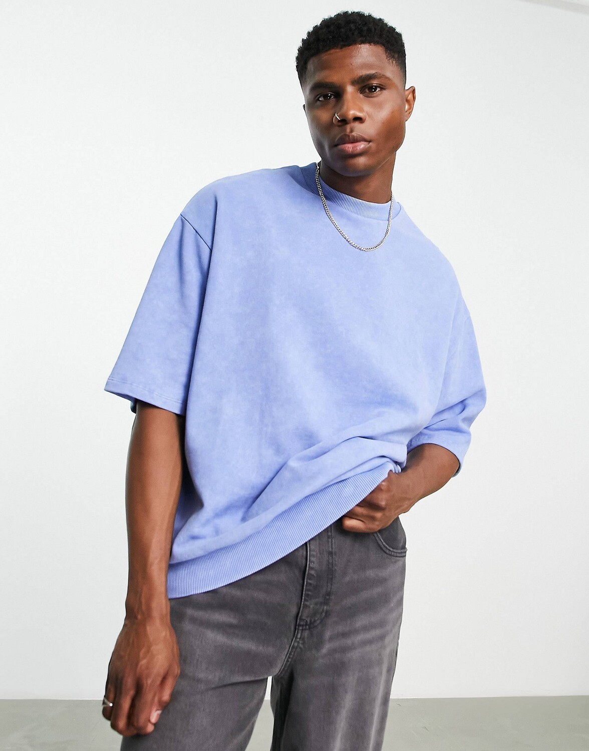 

Синяя толстовка оверсайз с короткими рукавами ASOS DESIGN