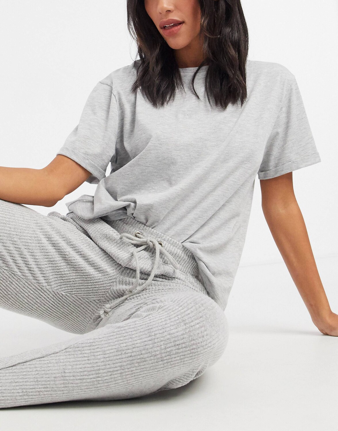 

Пижамная футболка серого меланжевого джерси ASOS DESIGN mix & match