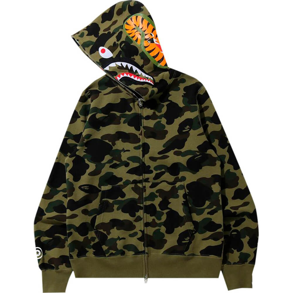 Худи BAPE 1st Camo Shark Full Zip 'Green', зеленый - фото