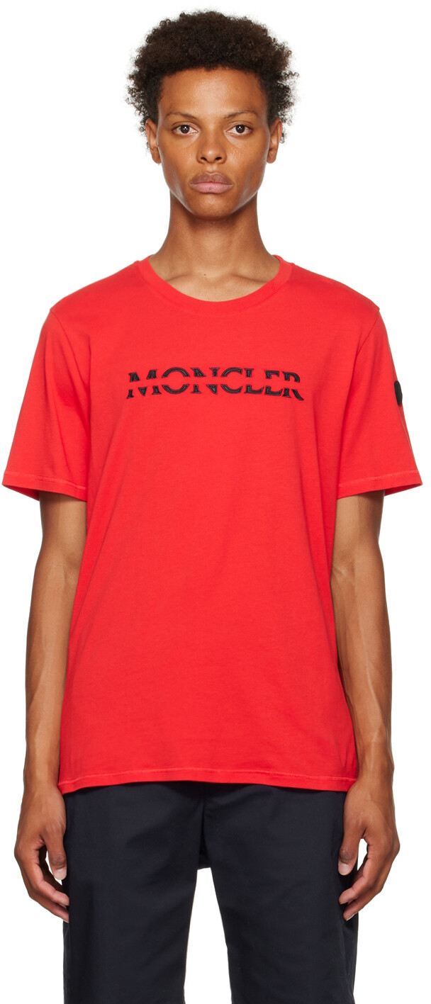 

Красная хлопковая футболка Moncler, Красный