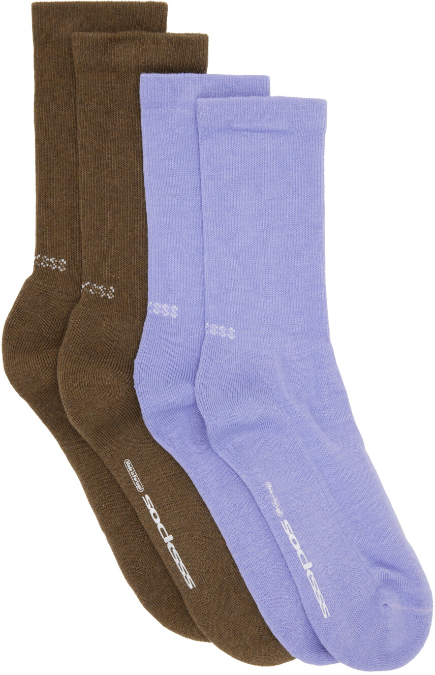 

Набор из двух коричневых и фиолетовых носков SOCKSSS