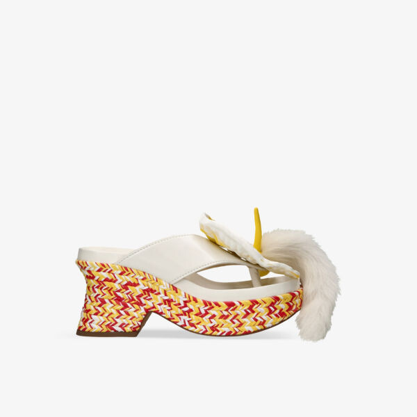 

Кожаные босоножки на платформе с цветочным узором Petal Loewe, белый