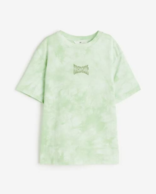 

Футболка с принтом спокойный H&M Tranquil Printed Jersey, зеленый/белый