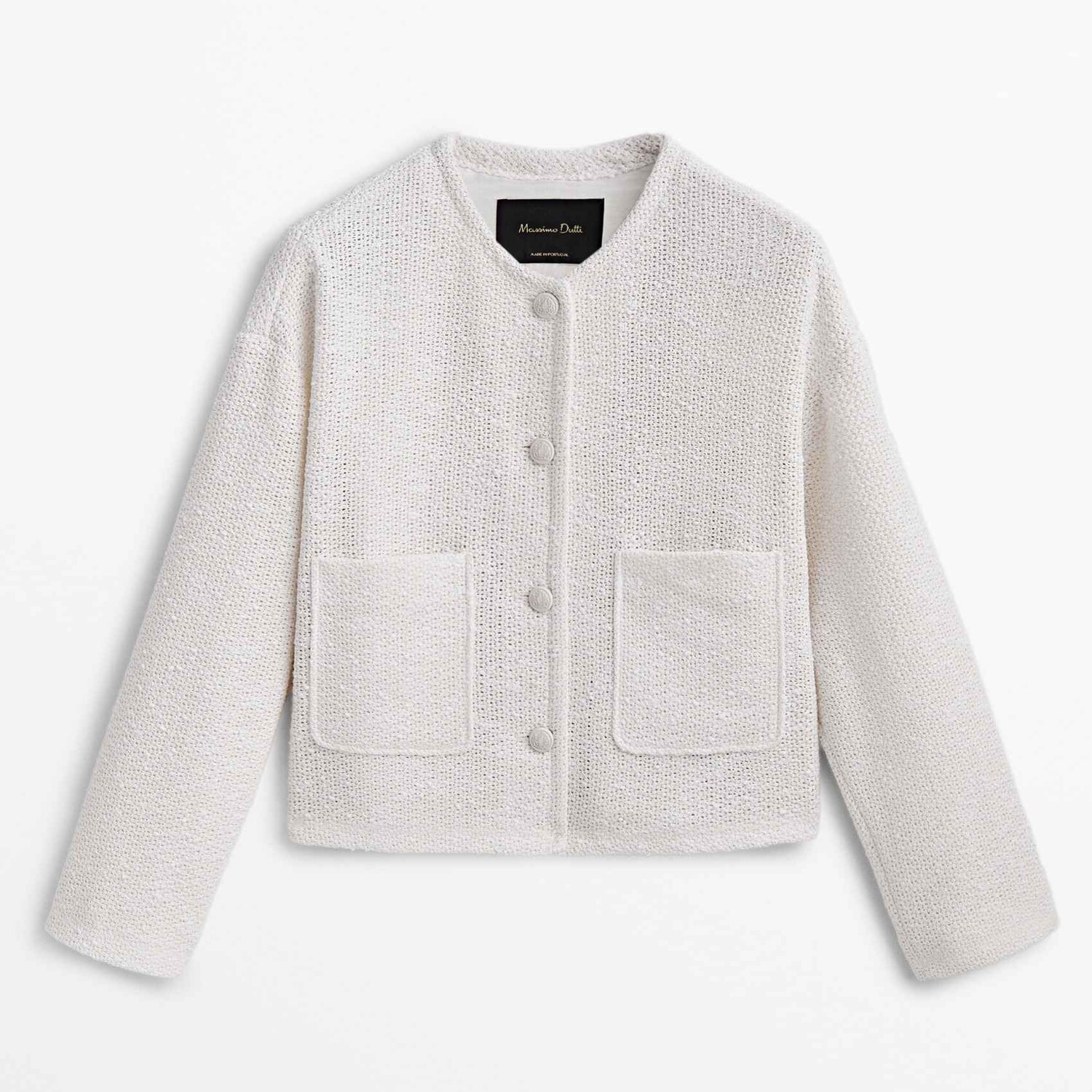 

акет Massimo Dutti Cropped Textured, кремовый