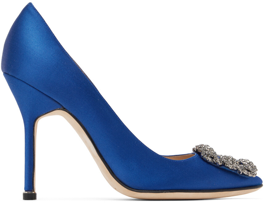 

Синие туфли на каблуке хангизи Manolo Blahnik, Синий