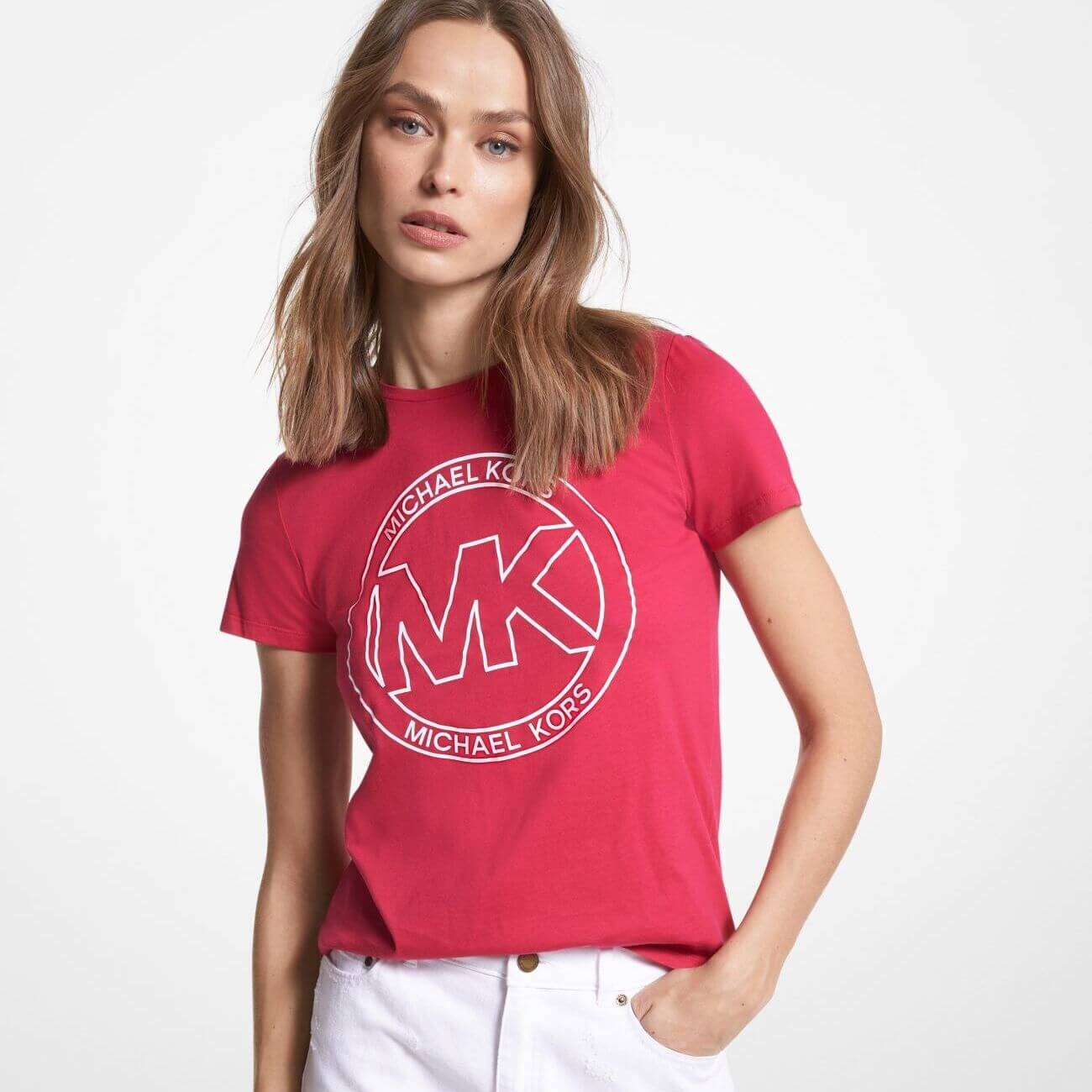 

Футболка Michael Michael Kors Logo Charm Print Organic Cotton, розовый