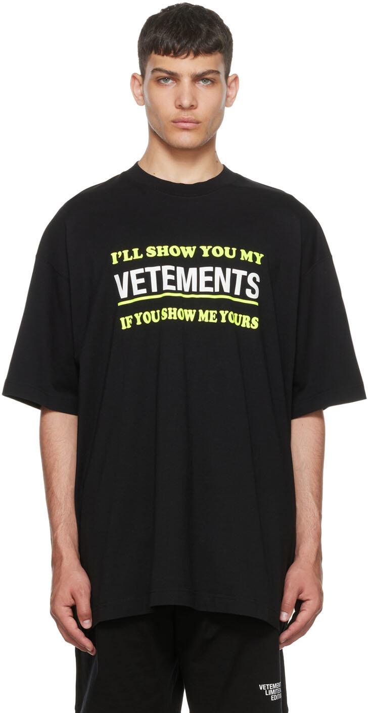 

Черная хлопковая футболка VETEMENTS