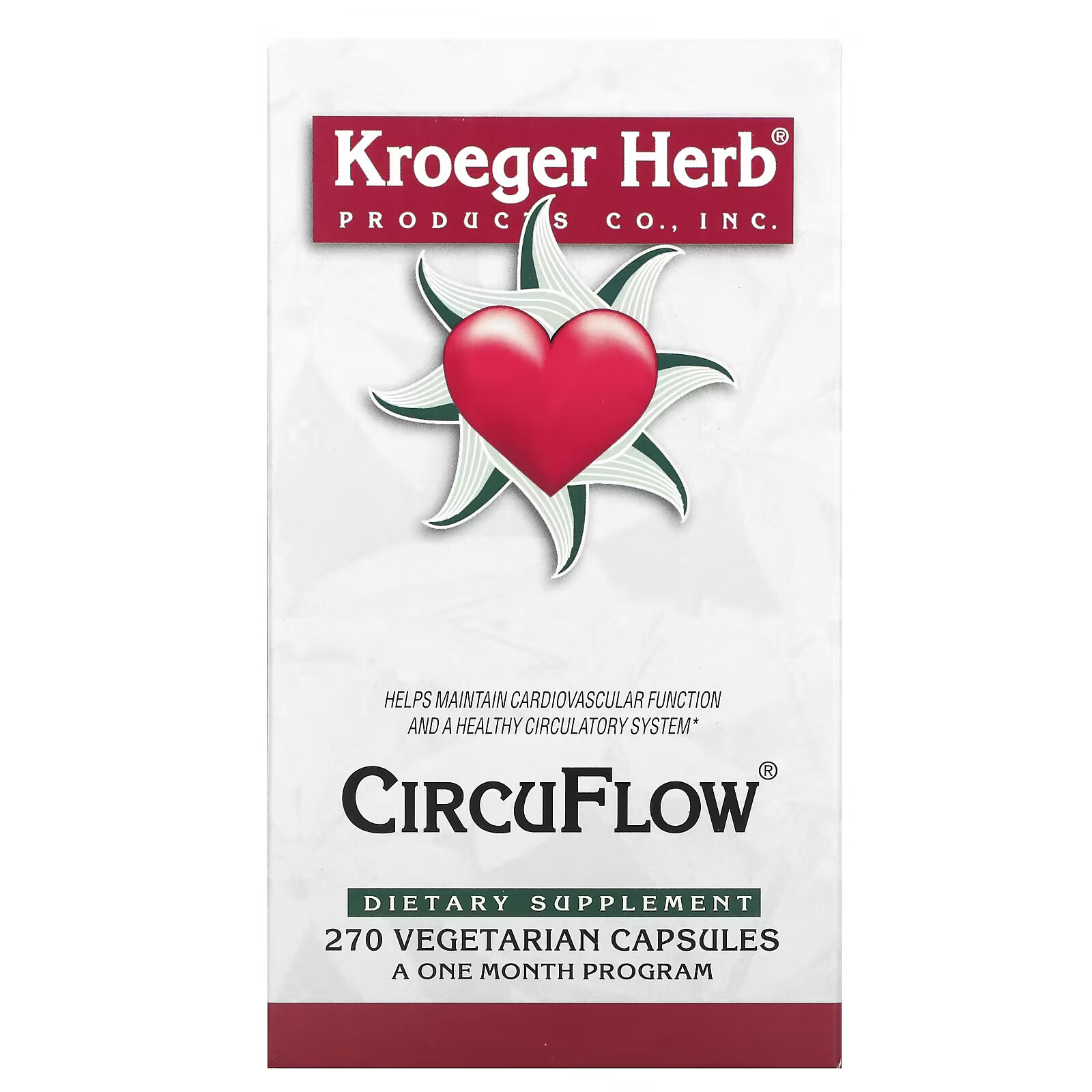 Kroeger Herb Co, CircuFlow, 270 вегетарианских капсул kroeger herb co полные концентраты гинкго билоба 90 вегетарианских капсул