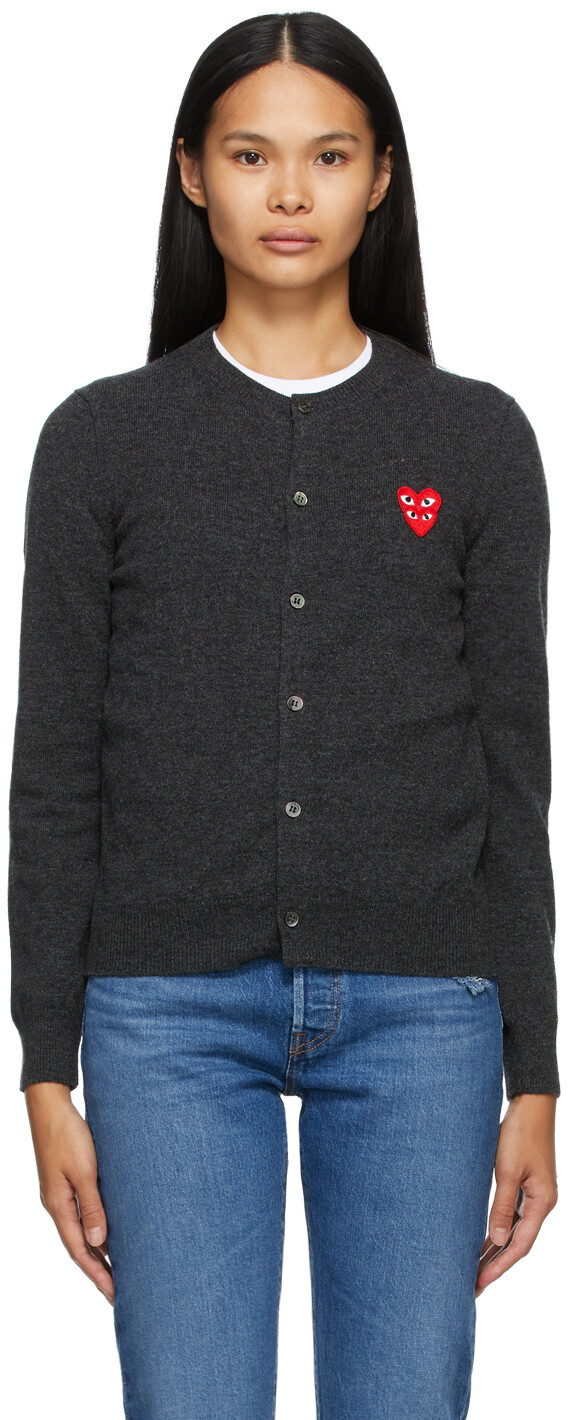 

Серый шерстяной многослойный кардиган с двойным сердцем Comme des Garçons Play
