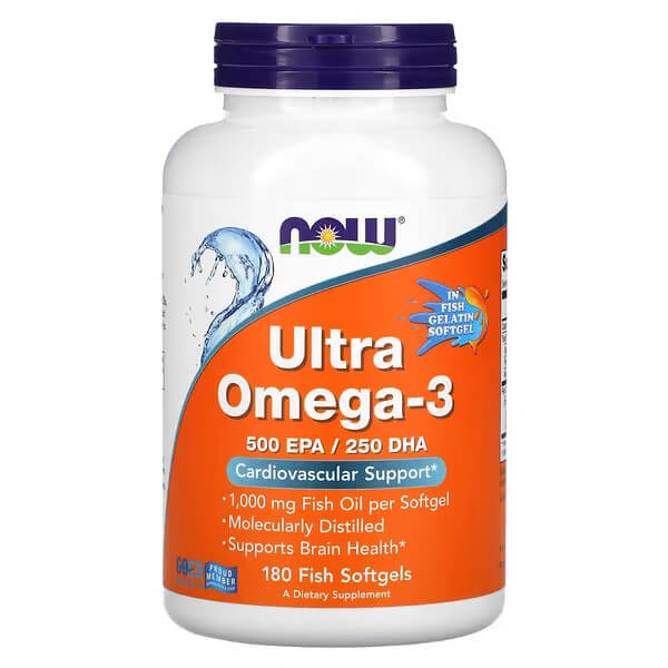 Омега-3 Ultra Now Foods, 180 капсул