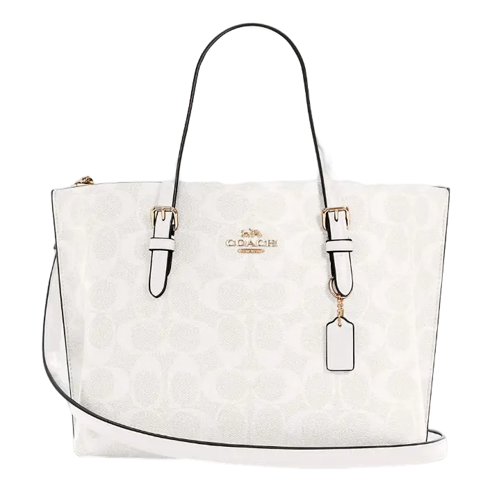 

Сумка Coach Outlet Mollie Tote 25 In Signature Canvas, золотой/белый