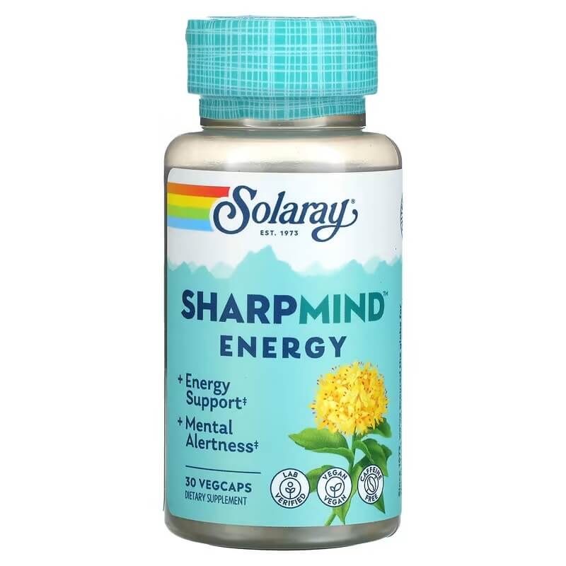 Травяная Добавка Solaray SharpMind Energy, 30 растительных капсул solaray sharpmind sleep 30 растительных капсул