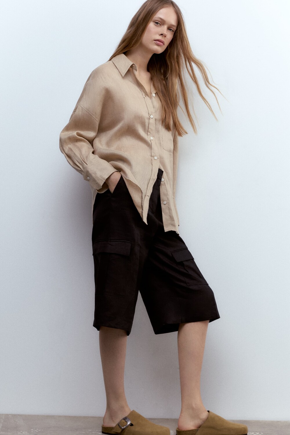 

Кожаные туфли скинни с пряжками Zara, хаки зеленый