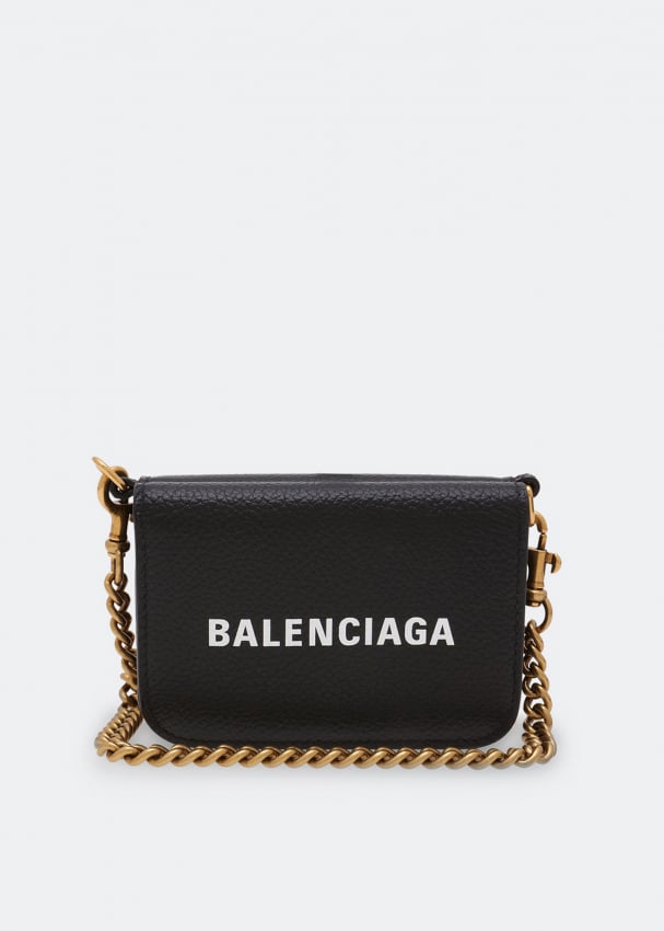 Кошелек BALENCIAGA Cash mini chain wallet, черный