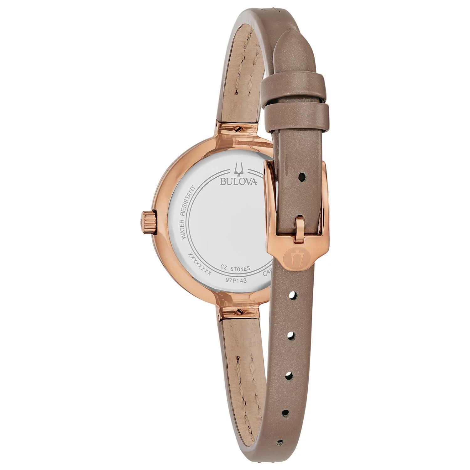 

Женские кожаные часы Rhapsody с бриллиантовым акцентом — 97P143 Bulova