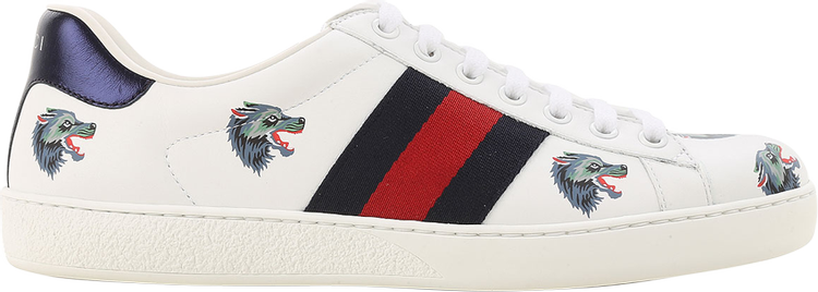 Кроссовки Gucci Ace Leather Wolf, белый - фото