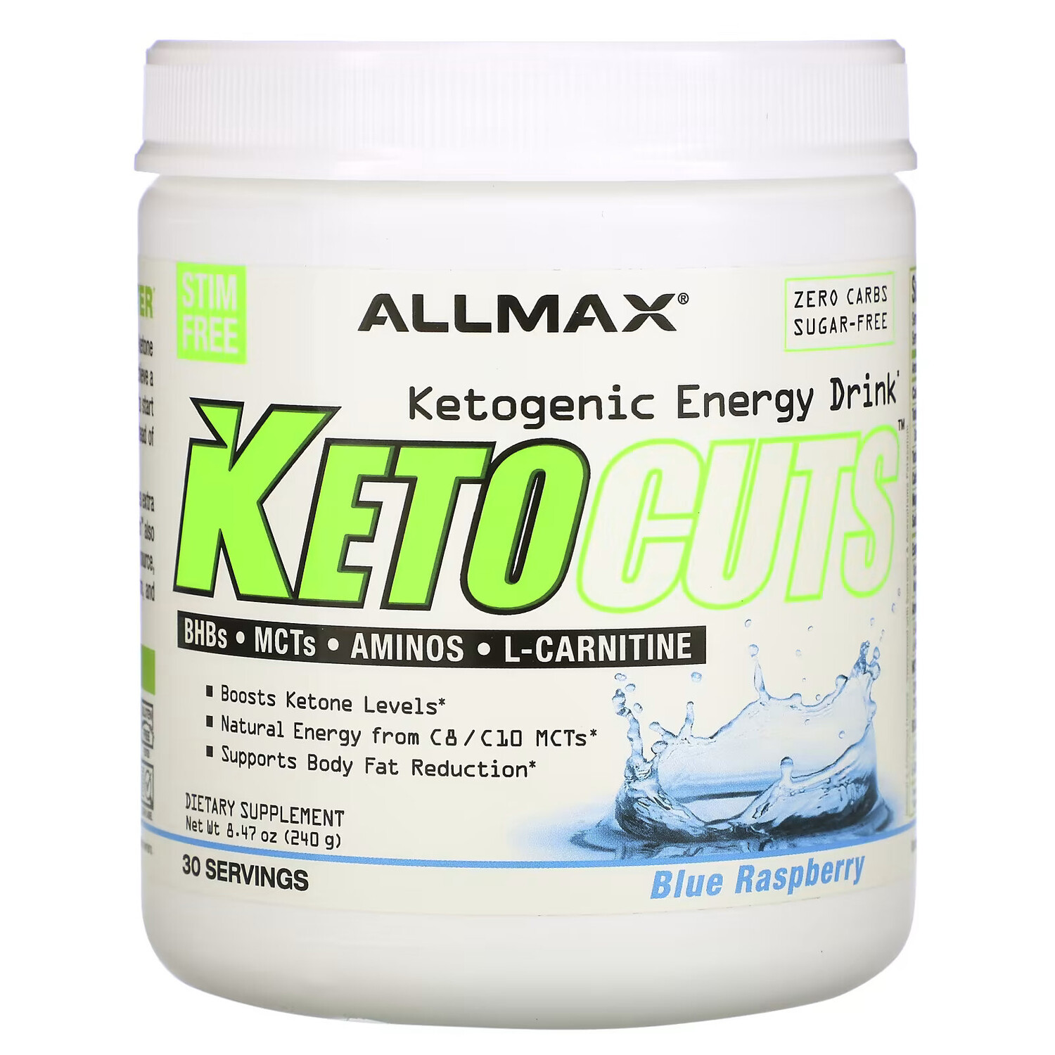 

ALLMAX, KetoCuts, кетогенный энергетический напиток, голубая малина, 240 г (8,47 унции)