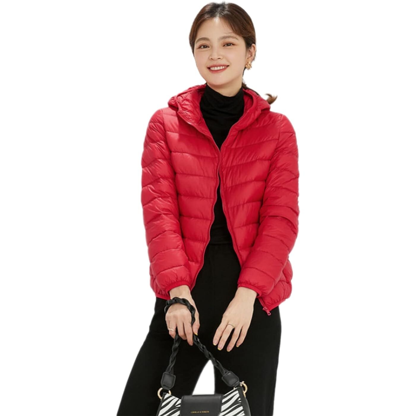 

Пуховик Zumzup Lightweight For Winter Zipper Closure With Pockets 90% White Duck Down Women's, красный