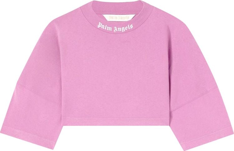 

Футболка Palm Angels Logo Print Cropped T-Shirt Purple/White, фиолетовый