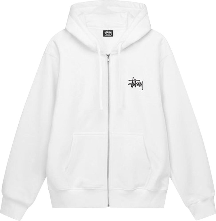 Худи Stussy Basic Zip Hoodie 'White', белый - фото