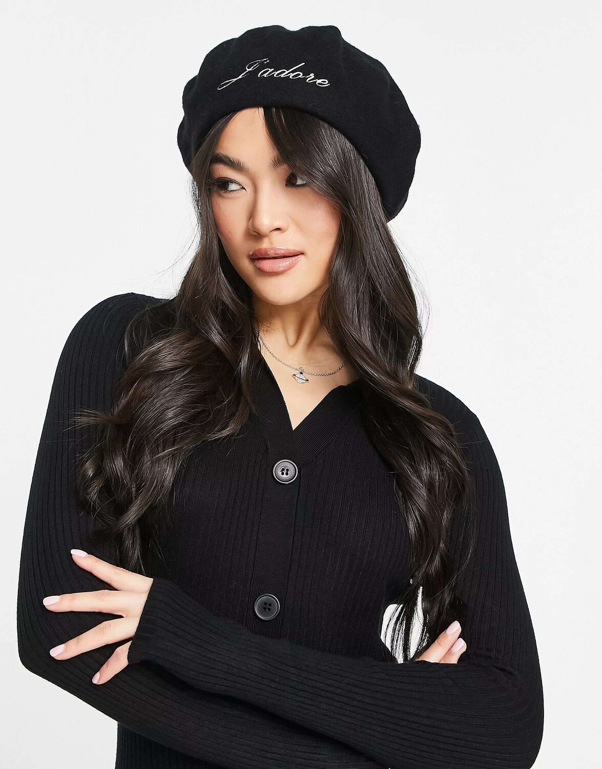 Черный шерстяной берет ASOS J'adore