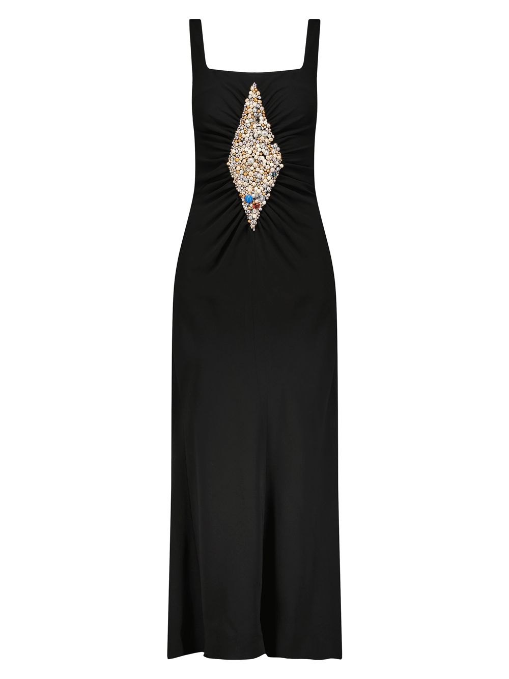Платье-комбинация с бриллиантовой инкрустацией Marina Moscone, черный