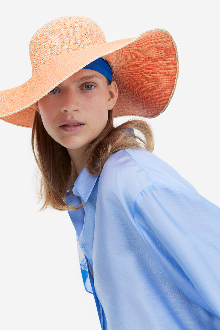 Широкополая соломенная шляпа H&M, оранжевый