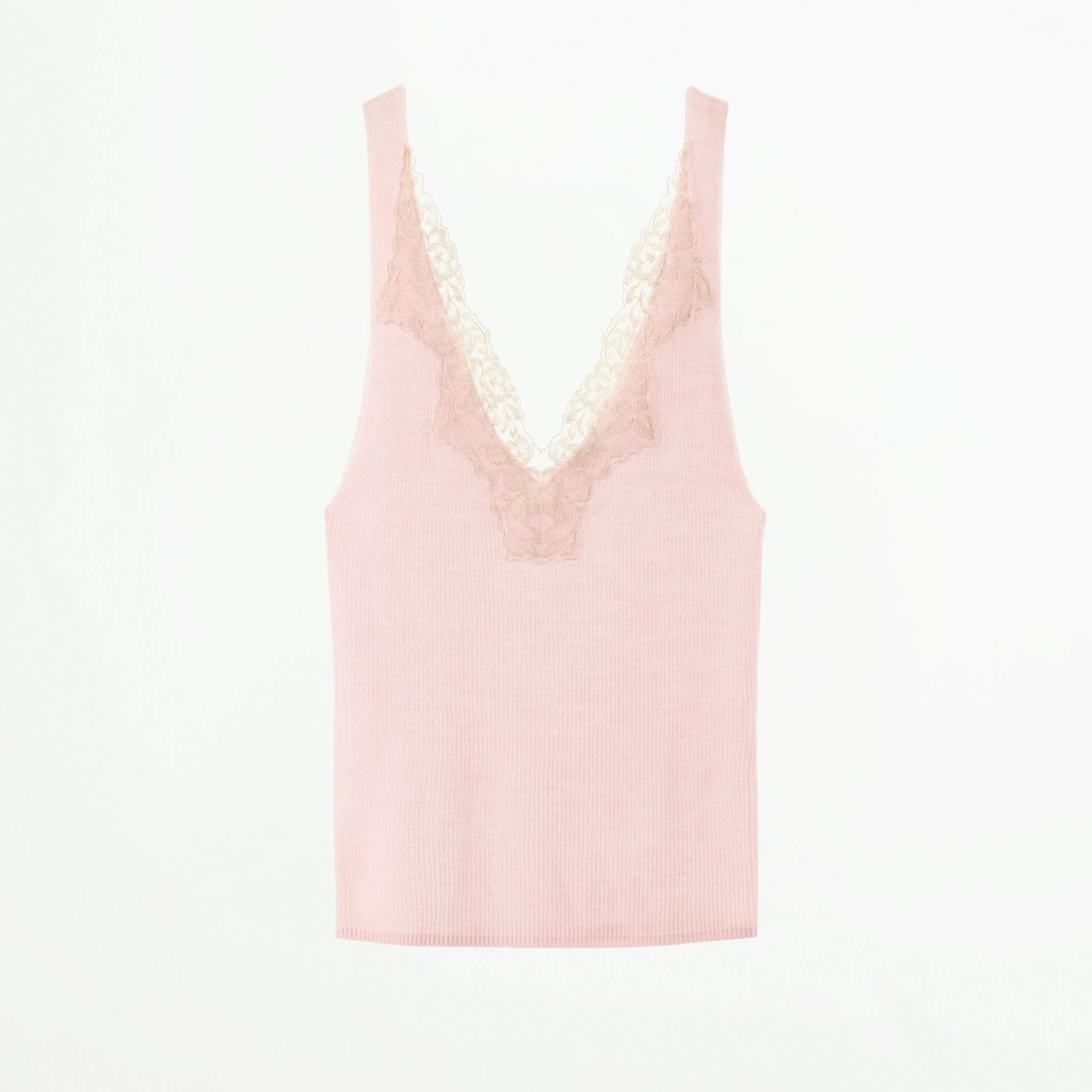 Топ Zara Wool With Lace, розовый