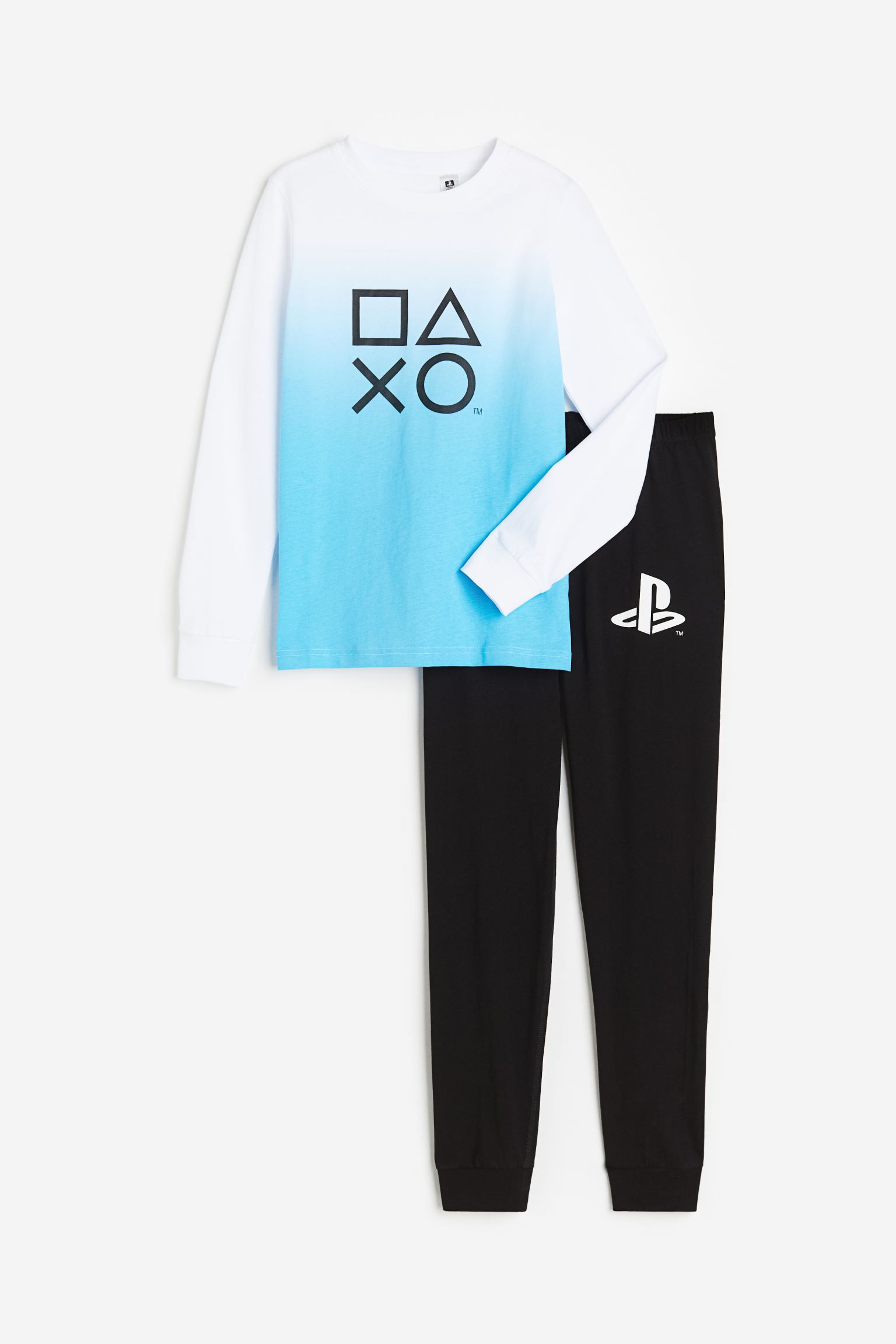 Пижамный комплект H&M Kids Jersey PlayStation, 2 предмета, синий пижама let s go брюки с манжетами рукава с манжетами манжеты пояс на резинке размер 110 бирюзовый