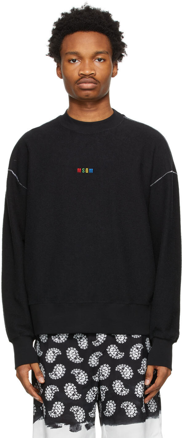 

Черная махровая толстовка с микро-логотипом MSGM, Черный