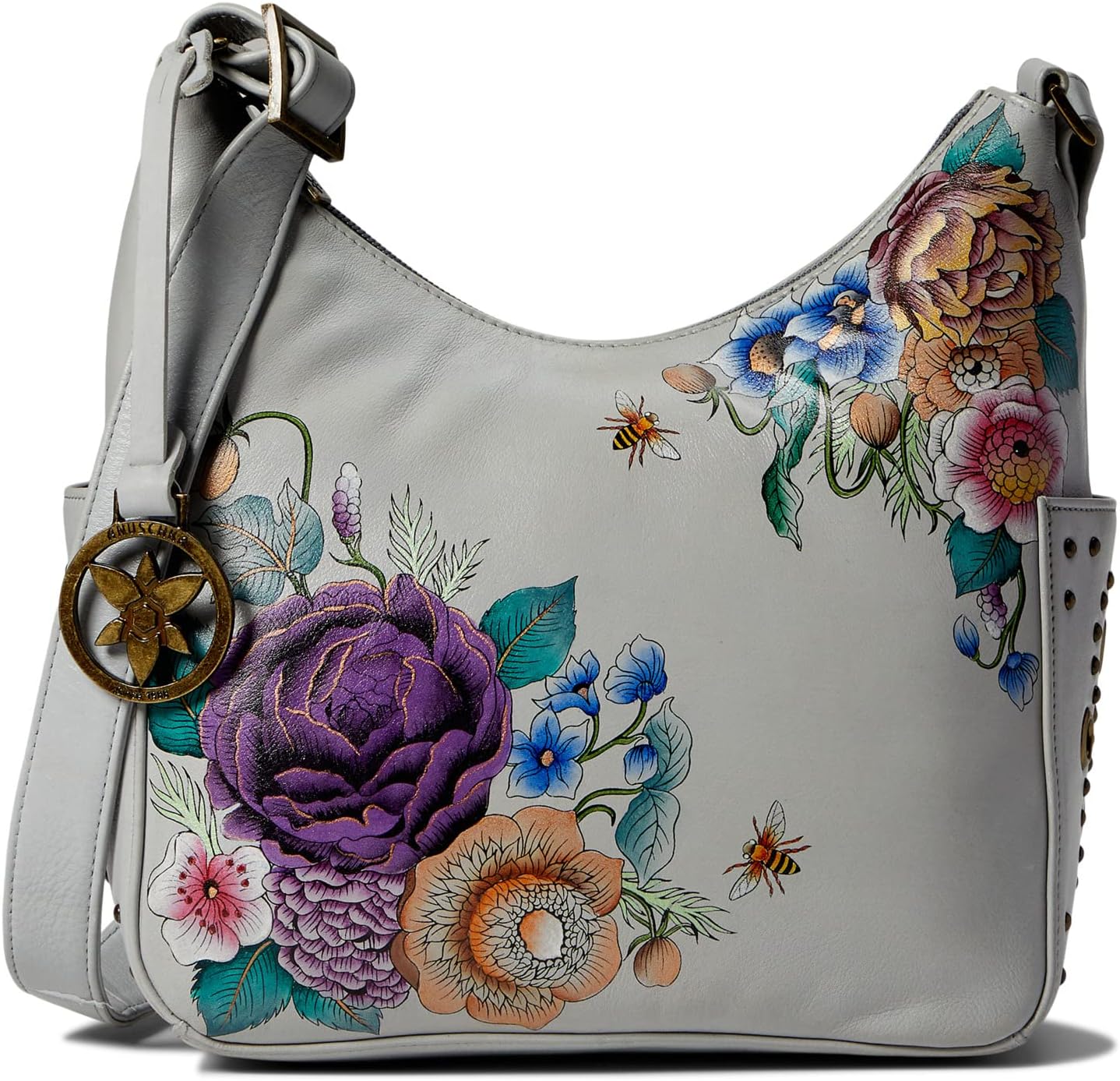 Сумка 433 Classic Hobo With Studded Side Pockets Anuschka, цвет Floral Charm фотографии