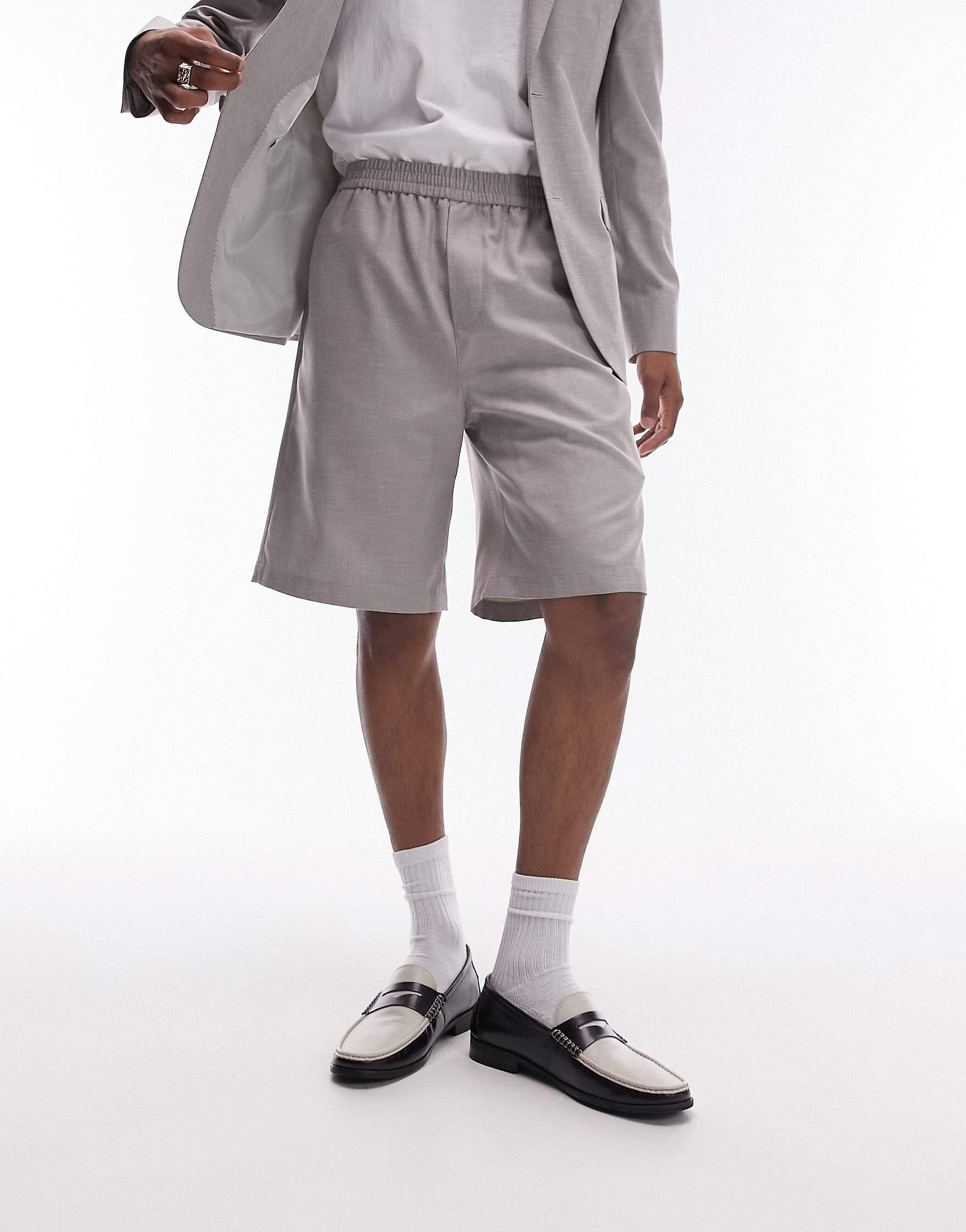 Шорты Topman With A Linen Blend, серо-бежевый шорты uniqlo linen blend бежевый