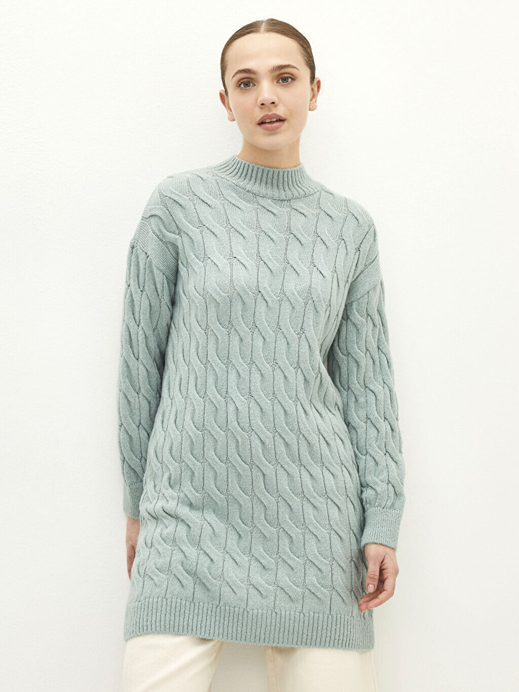 

Женская трикотажная туника с круглым вырезом и длинными рукавами LCW Modest