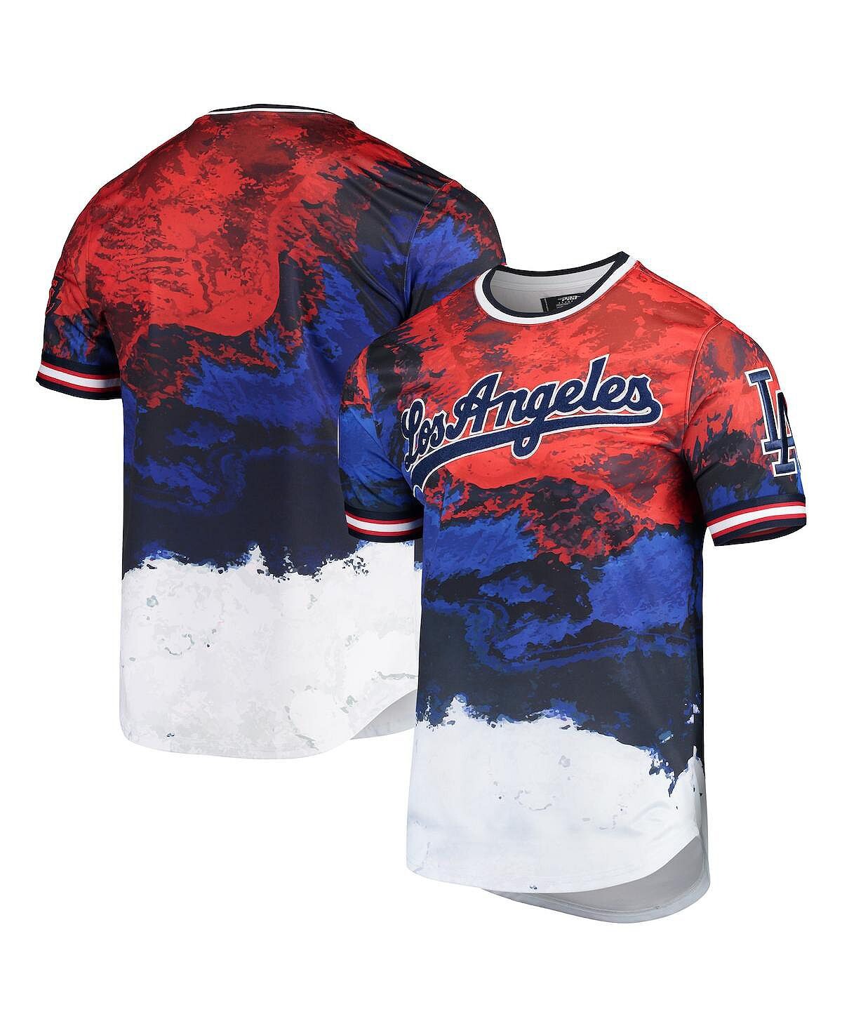 

Мужская красная и королевская футболка los angeles dodgers красно-бело-синяя с эффектом dip dye Pro Standard, мульти