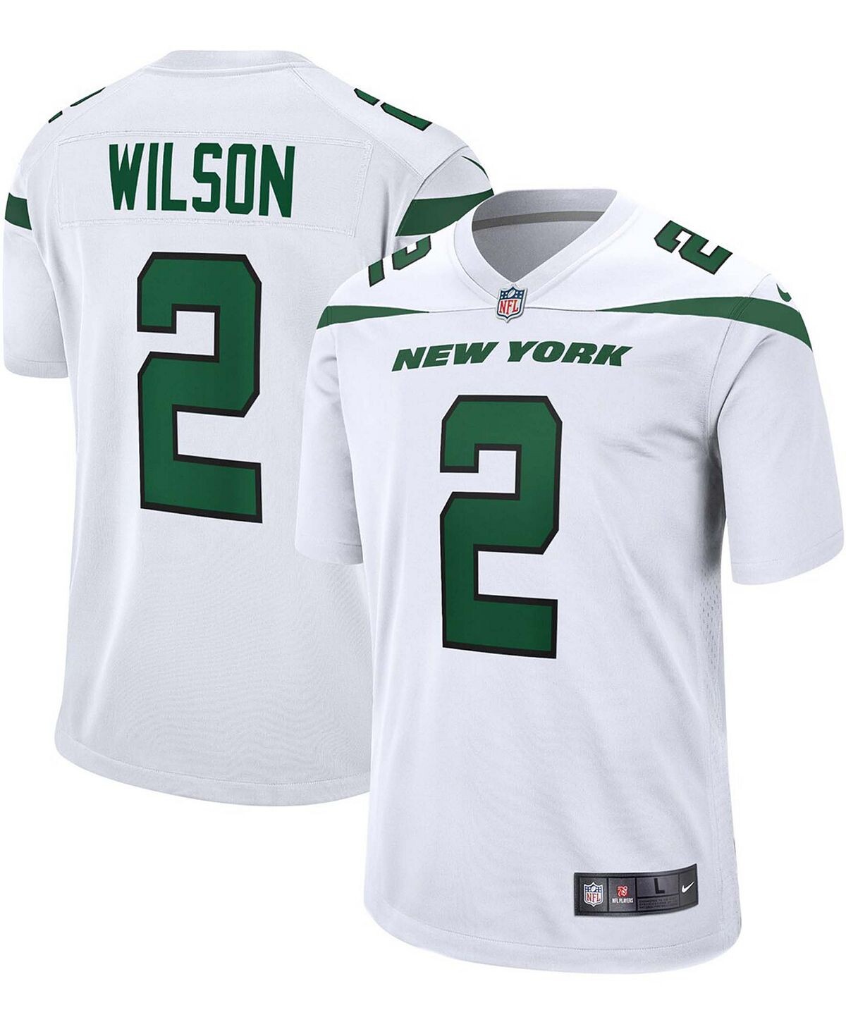 

Мужская футболка zach wilson white new york jets 2021 nfl draft first round game jersey Nike, мульти