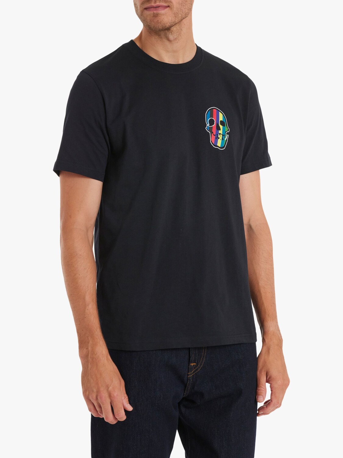 

Хлопковая футболка Paul Smith в полоску с логотипом черепа, черная, Черный