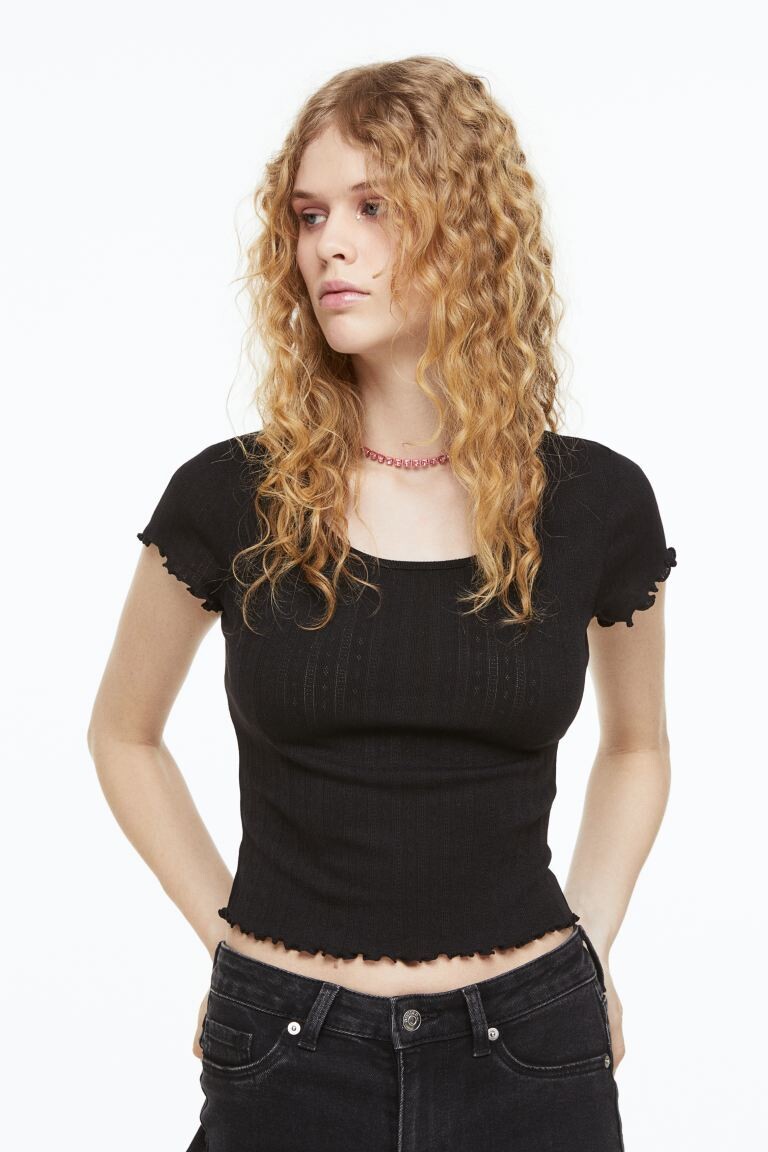 

Топ из ажурного трикотажа H&M, черный