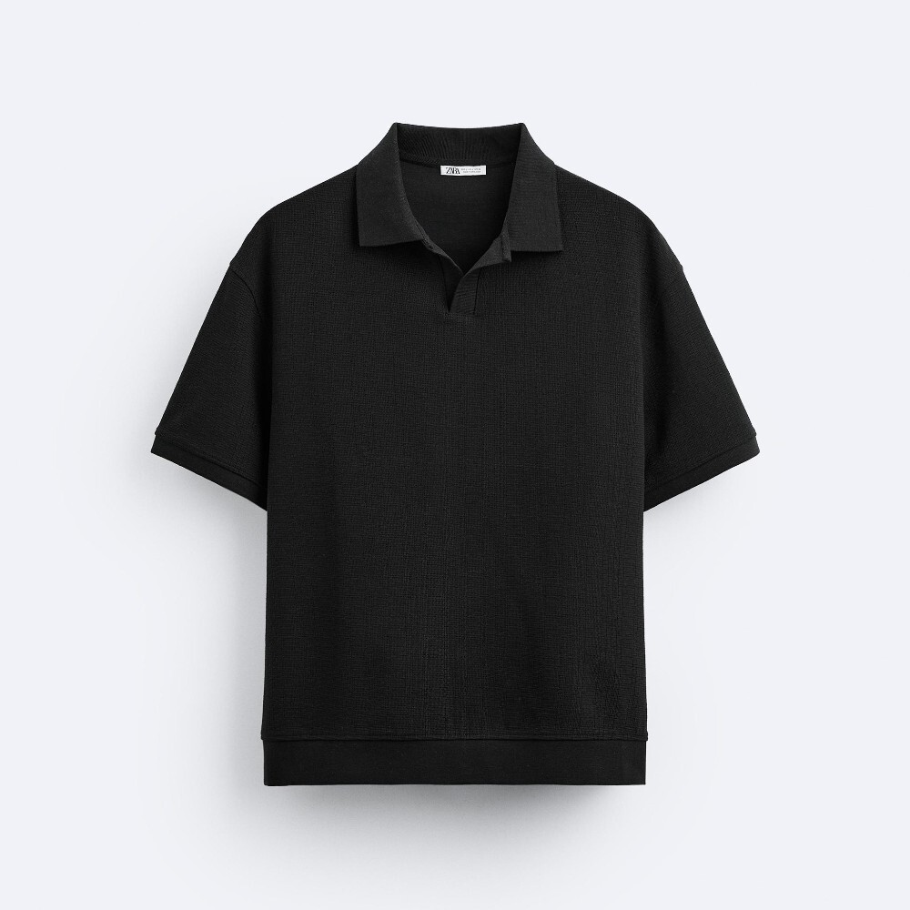 

Футболка поло Zara Vertical Jacquard, черный