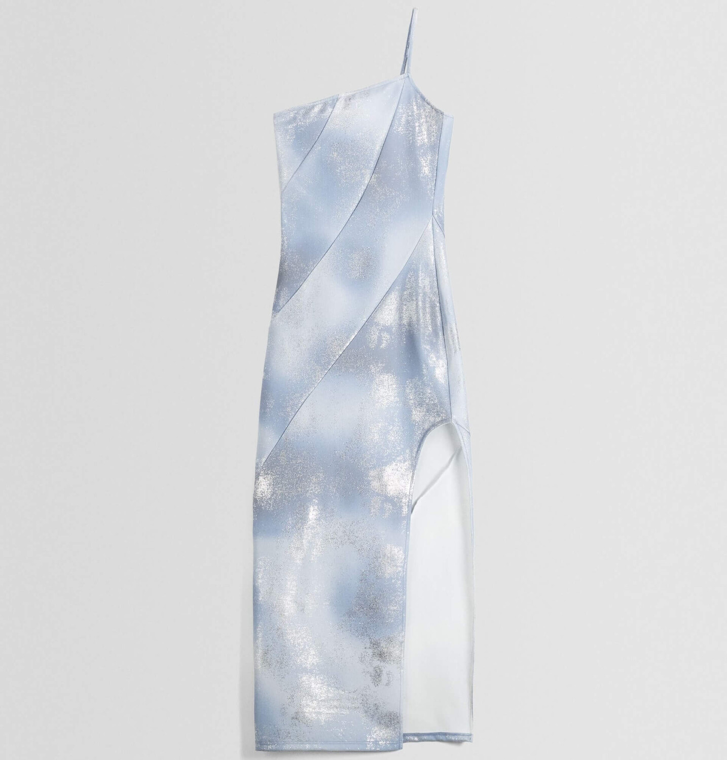 

Платье Bershka Metallic Thread Strappy Midi, голубой