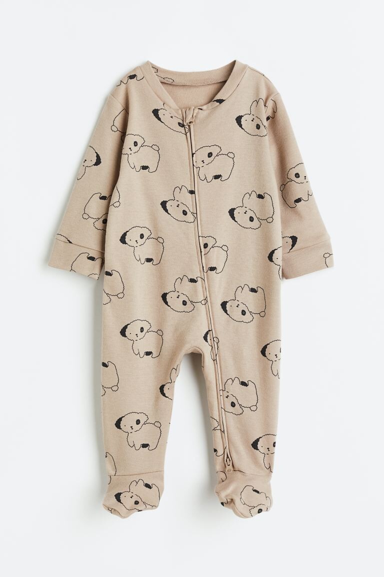 

Пижамный комбинезон с принтом H&M, бежевый/собаки