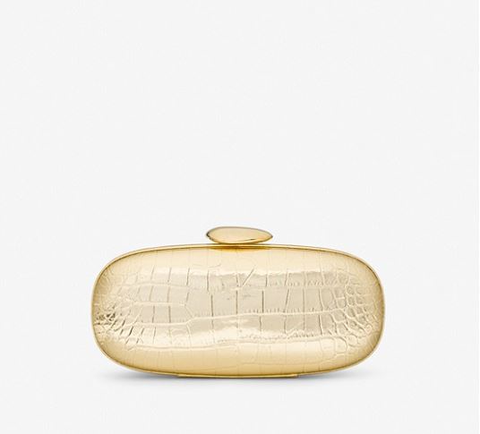 цена Клатч с тиснением под крокодила Michael Kors Tina Small Metallic Crocodile Embossed Leather, золото