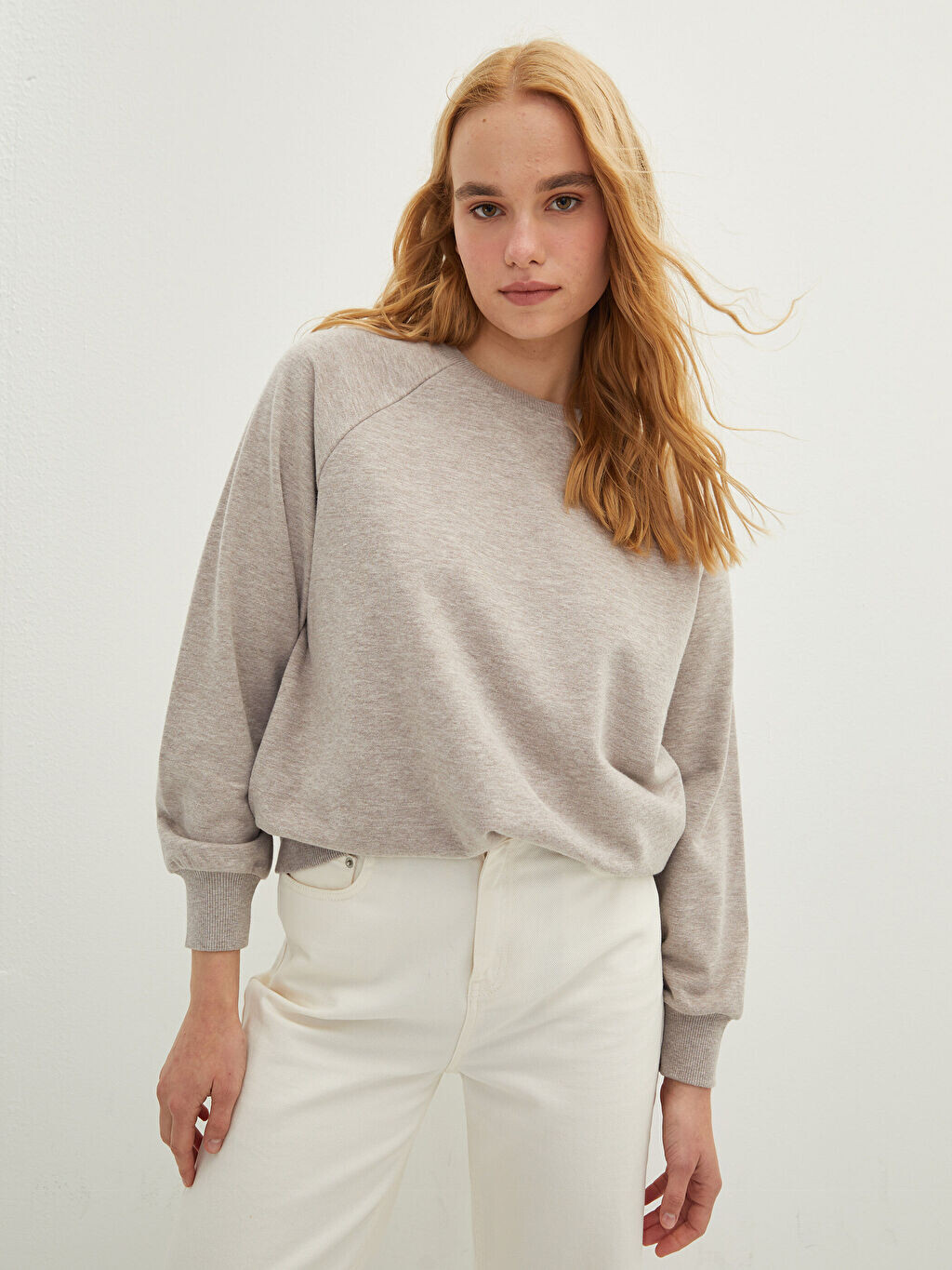 

Женская толстовка с круглым вырезом и длинными рукавами LCW Casual