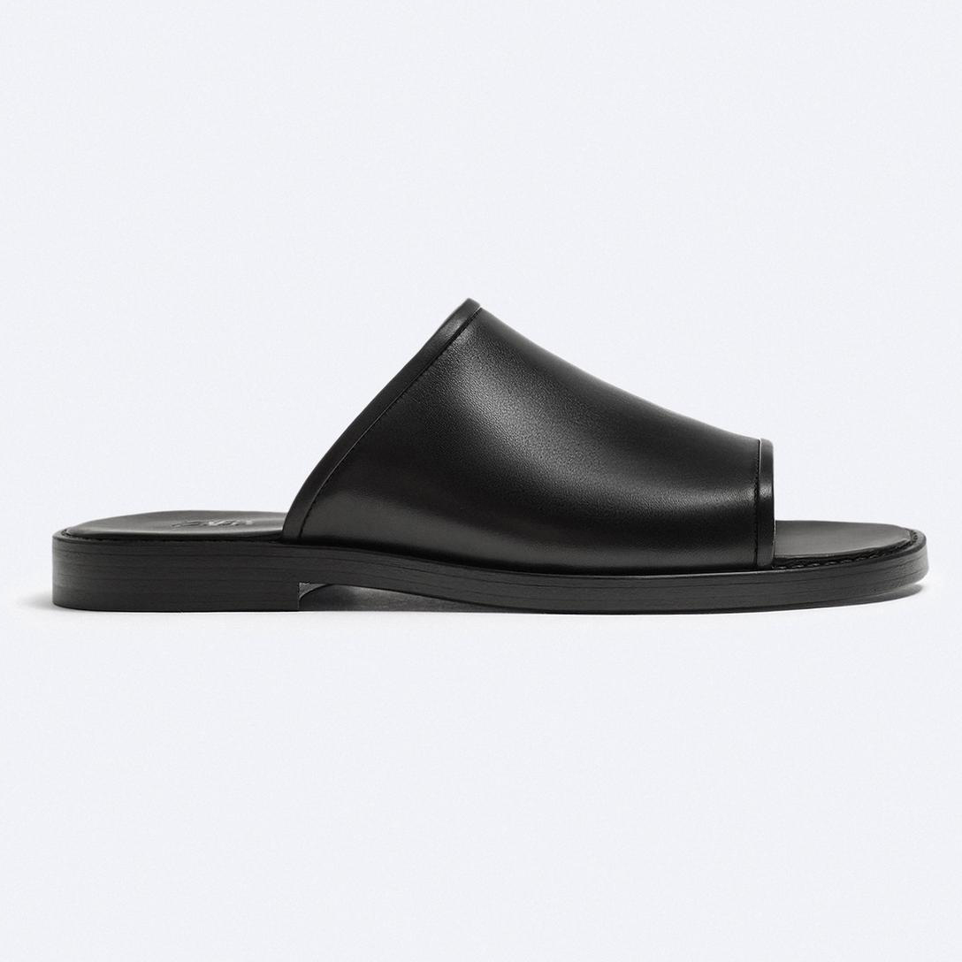 Сандалии Zara Leather - Limited Edition, черный сандалии zara flat leather slider черный