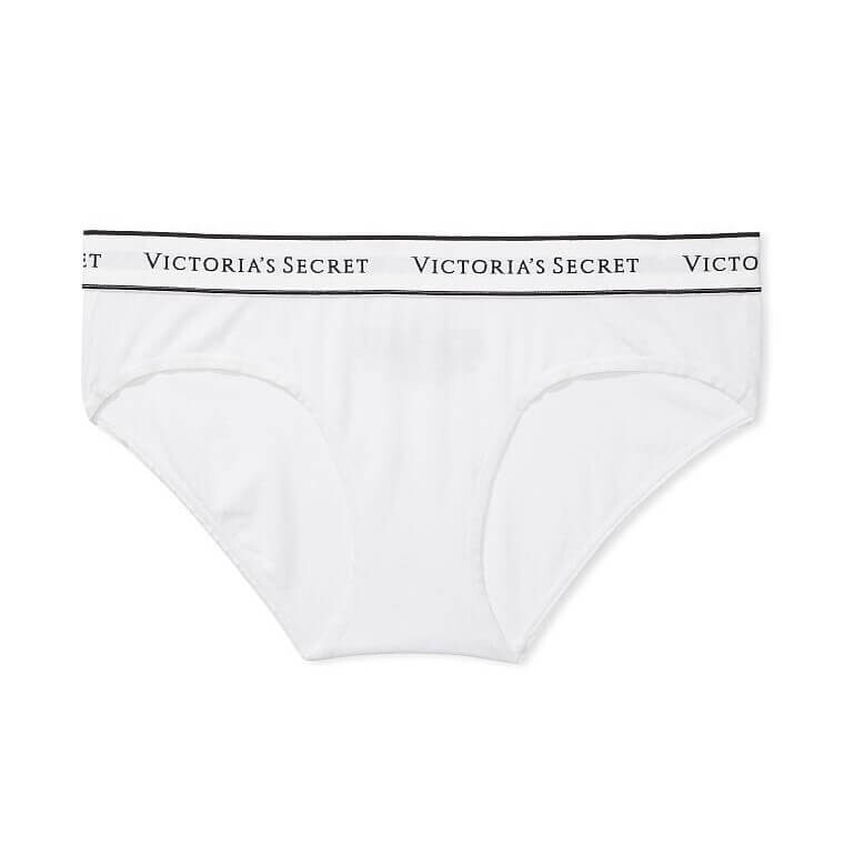 

Трусики Victoria's Secret Cotton Logo Waist Pointelle Hiphugger, белый