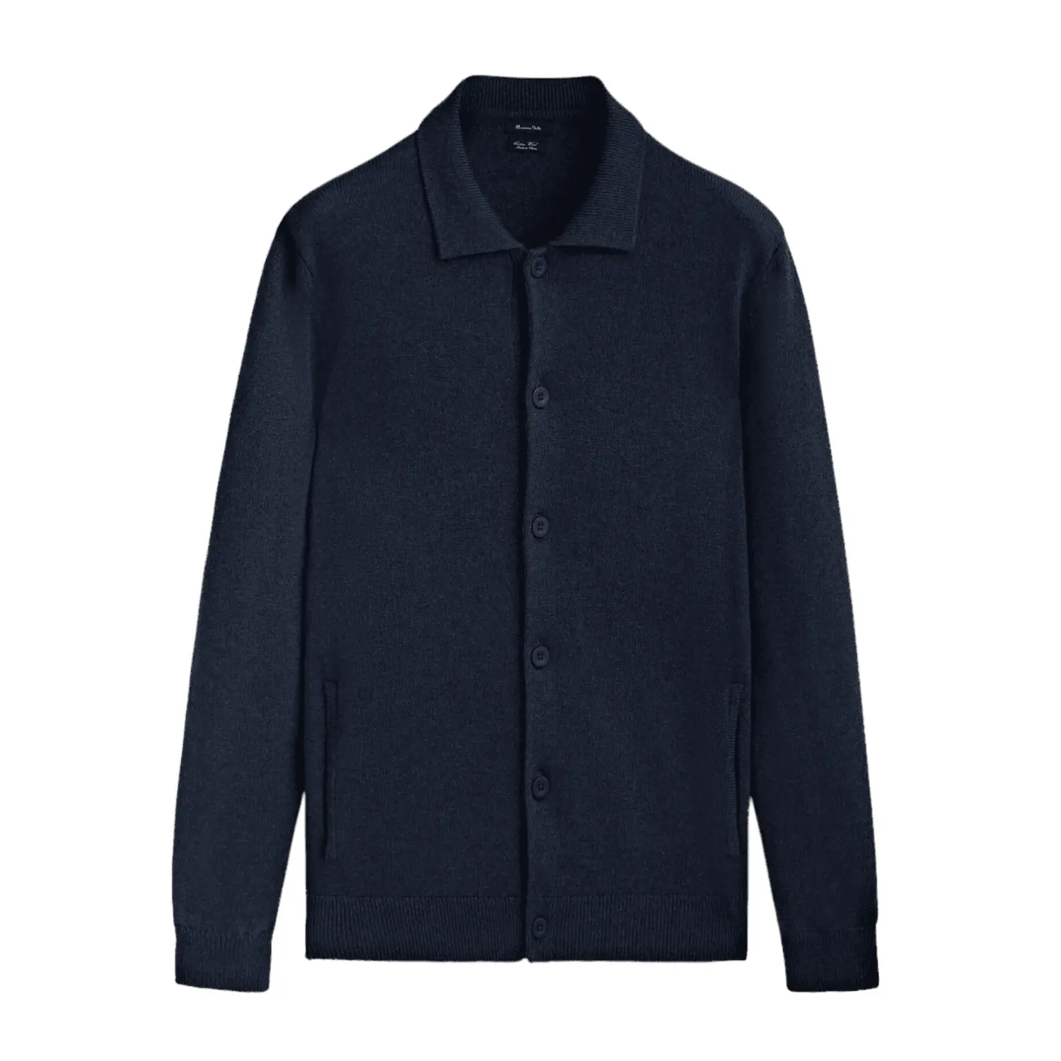 

Кардиган Massimo Dutti Button-up Polo Collar, темно-синий