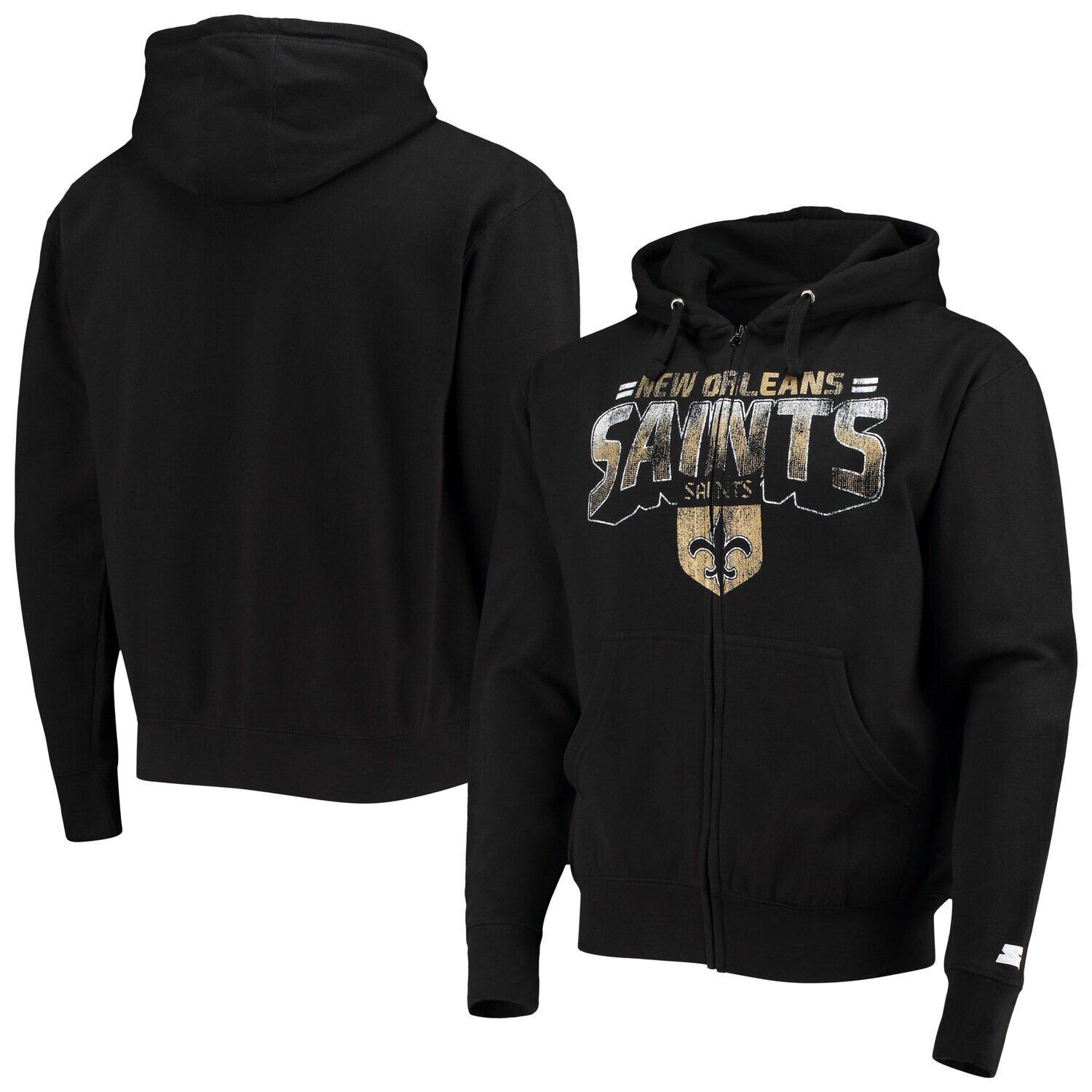 

Мужская черная куртка с капюшоном на молнии New Orleans Saints Throwback Perfect Season Starter, Черный