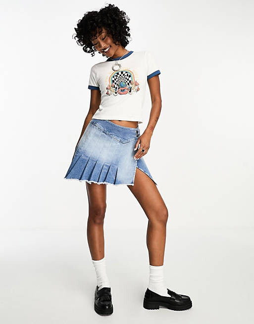 

Кремовая футболка с радужным рисунком в стиле 70-х ASOS DESIGN