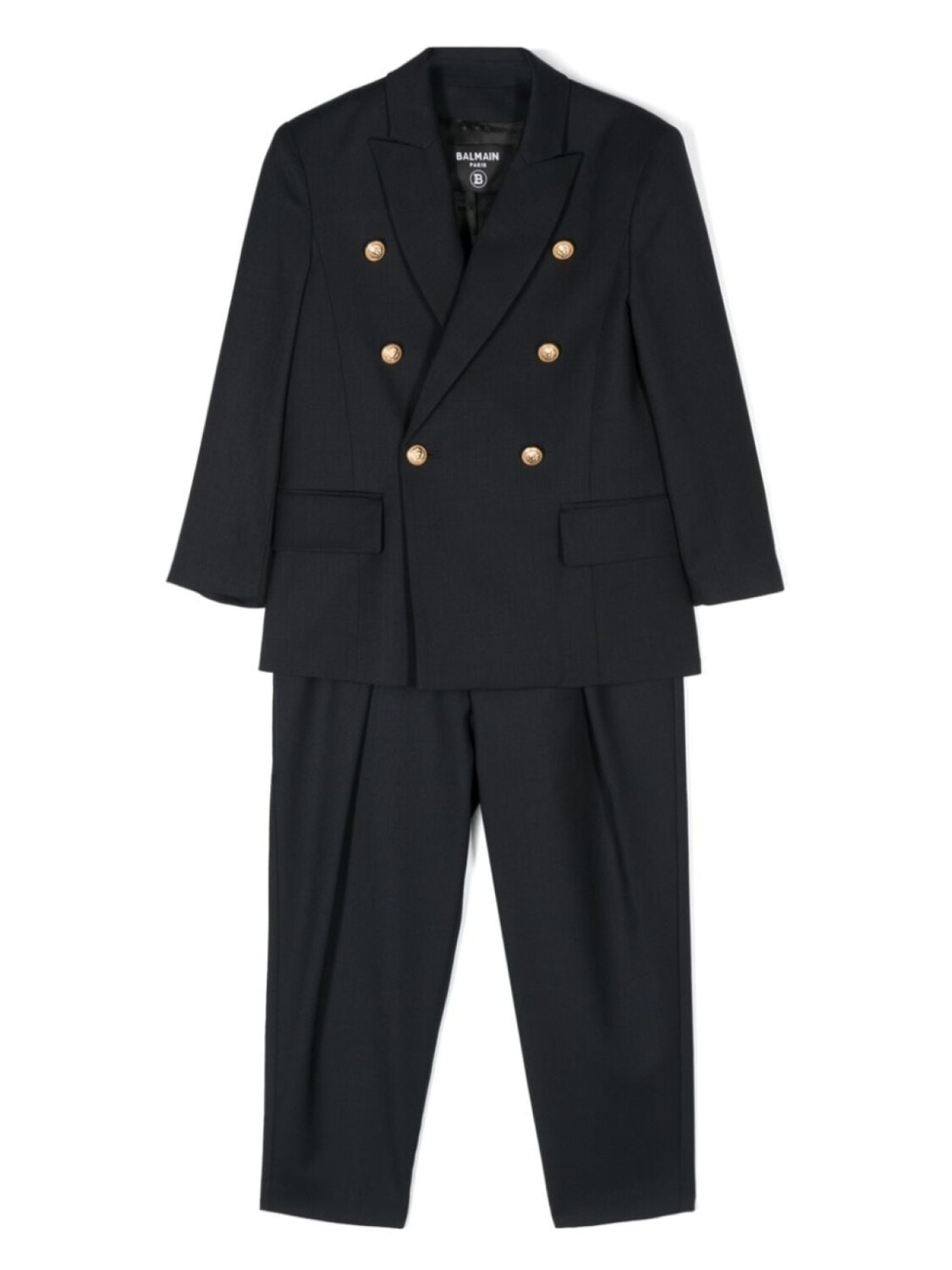 

Balmain Kids костюм из вирджинской шерсти с двубортным пиджаком, синий